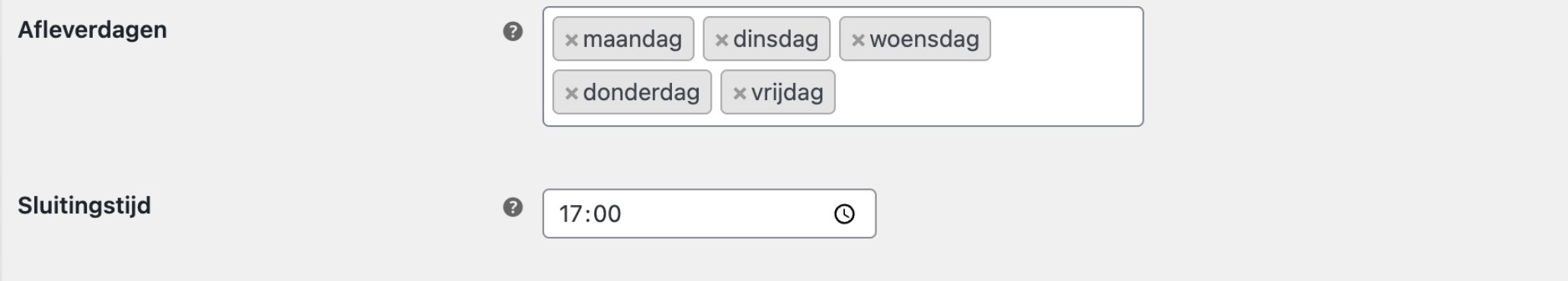 WooCommerce DHL For You sluitingstijd